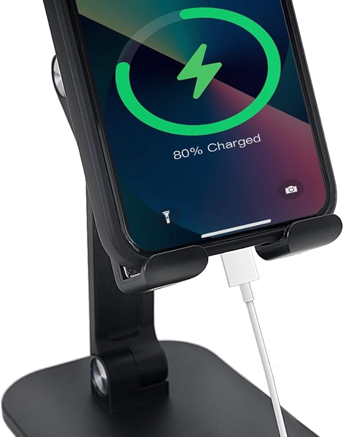 Soporte para celular Fancial, ajustable en altura y ángulo, plegable, negro miniatura 6