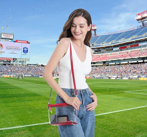 Y&R Direct 3-IN-1 Clear Zipper Crossbody Bag with Vegan Leather Trim Clear Purse for Stadium Festival Concert Gameday Gifts3