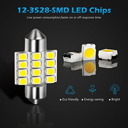 Partsam De3175 31Mm Festoon Led Bulbs White, De3175 De3021 Led Car Interior Dome Lights Bulbs Super Bright 6000K Error Free For Truck Dome Map Door Courtesy Trunk Lights, 4 Pack #TOP3