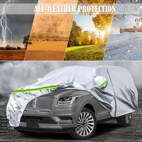 Image of Waterproof Car Covers Replace for 2007-2025 Ford Expedition EL /MAX and Lincoln Navigator L, 6 Layers Silver All Weather Car Cover with Zipper Door for Snow Rain Dust Hail Protection