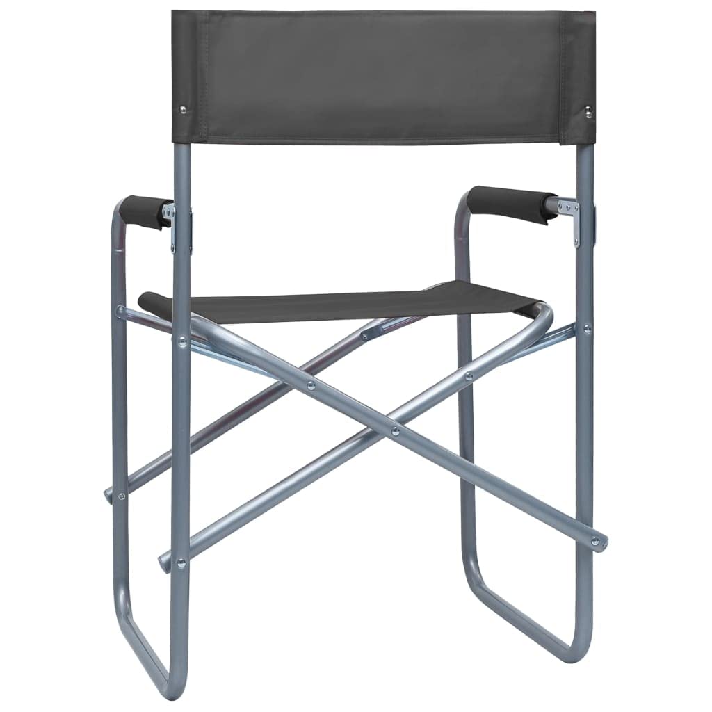 Gecheer Sedie da Regista 2 pz in Acciaio Grigie,Sedie,Poltroncine,da Pranzo,da Giardino,Esterno,Sedie per Tavolo da Esterno,Sedie da Esterno,Sedia da Esterno,J47920