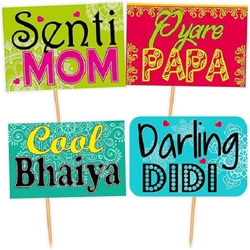 Funny Wedding Family Party Photo Booth Props Craft Item, Multi Colour (Pack of 12 Pcs)