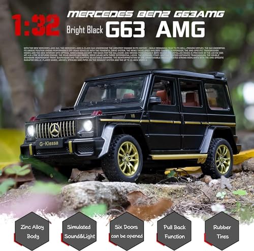 Image of SPITEN 1:32 Scale Exclusive Alloy Metal Pull Back Die-Cast Car Scale Model With Sound Light Mini Auto Toy For Kids Metal Model Toy Car With Sound And Light (Amg G63), Multicolor