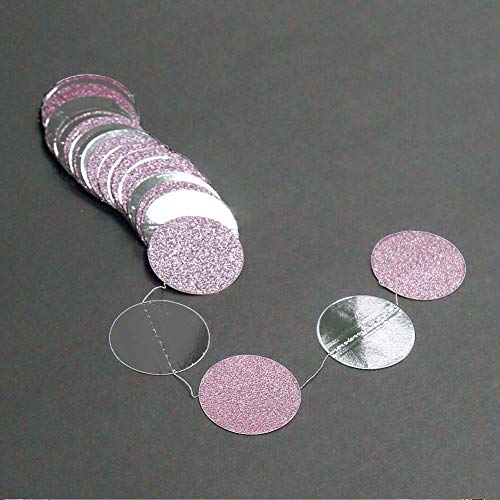 Glitter Silver Pink Circle Dot Garlands Party Decoratoins Polka Dots Streamer/Backdrop/Banner For Girls Birthday/Bday Party Hanging Decor/Bridal Baby Shower/Wedding/Anniversary/Engagement/Sweet 16 #TOP2