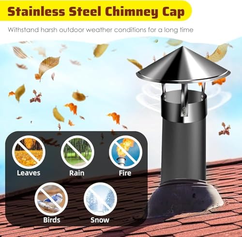Protector de Chimenea contra la Lluvia para chimeneas de ladrillo de 15 cm. Cubierta Impermeable para conductos de Humos y chimeneas. Protección de ventilación para Tubos de Humo y chimeneas