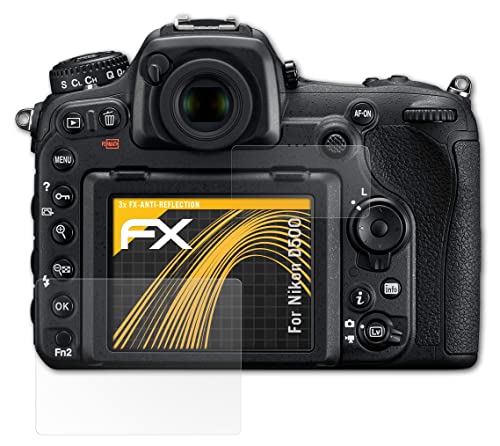 atFoliX Screen Protector compatible with Nikon D500 Screen Protection Film, anti-reflective and shock-absorbing FX Protector Film (Set of 3)