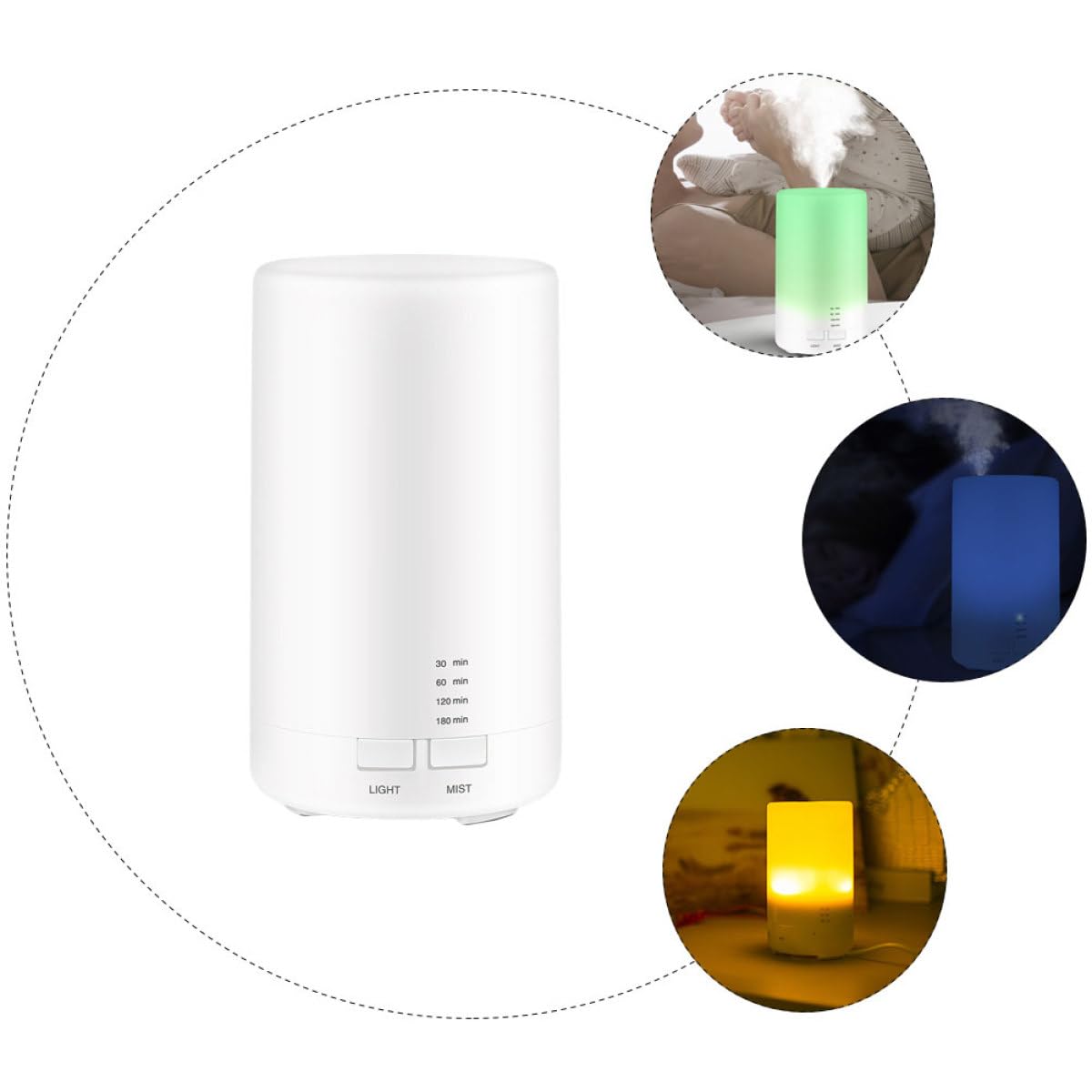 Difusor de Aroma USB Silencioso 70ml Blanco PP para Aromaterapia