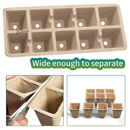 image for TCBWFY 200Cells Seedling Start Trays with Drain Holes,20pcs Peat Pots 