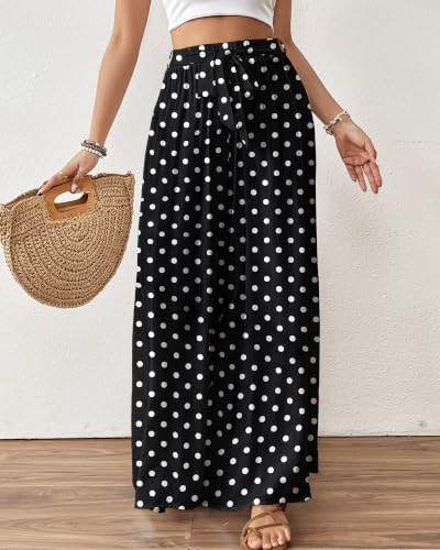 Image of Bsubseach Women Wide Leg Pants Floral Flowy Palazzo Pants