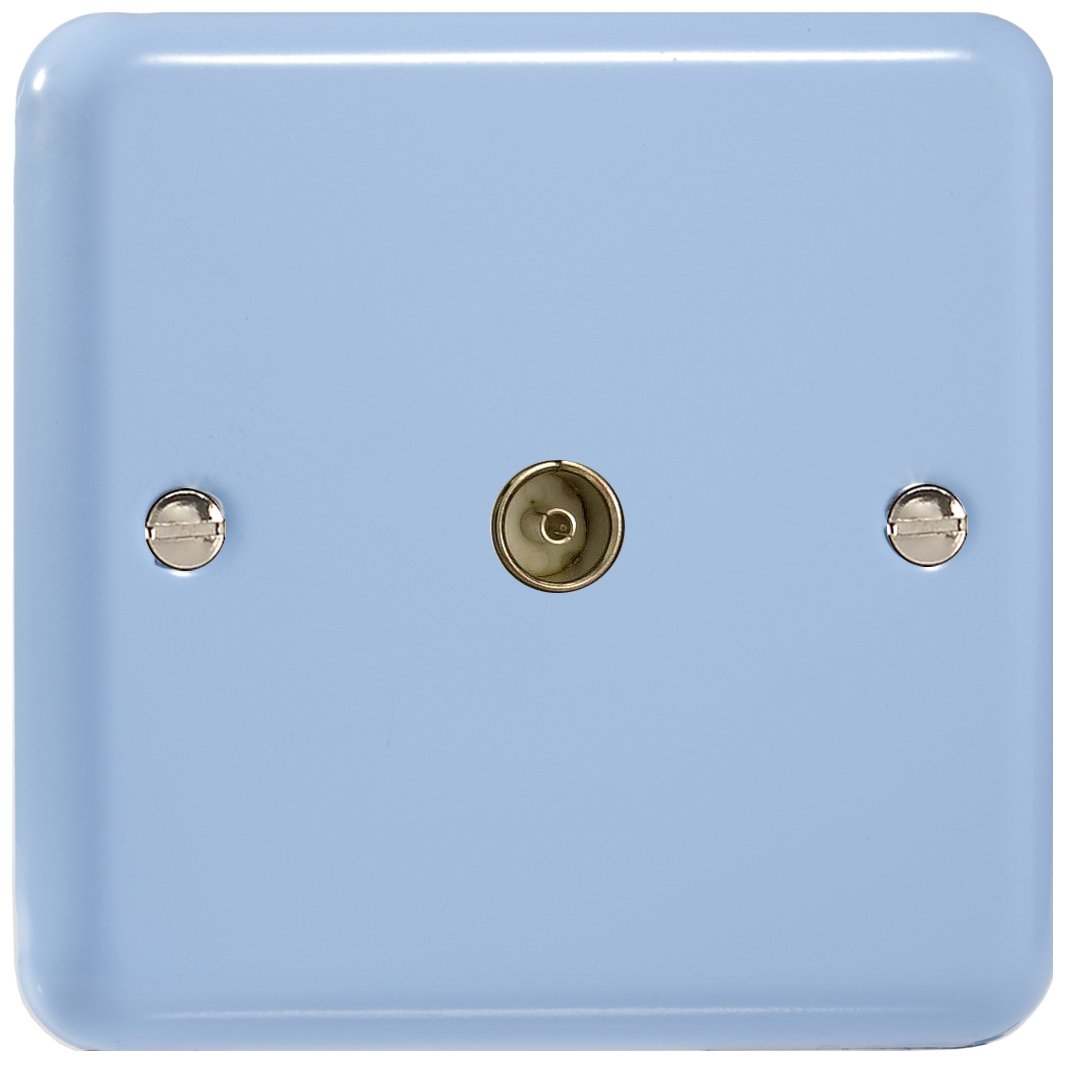 Varilight Single Tv Socket Co-AxialLily Duck Egg Blue With Plain InsertXy8.db from B&Q