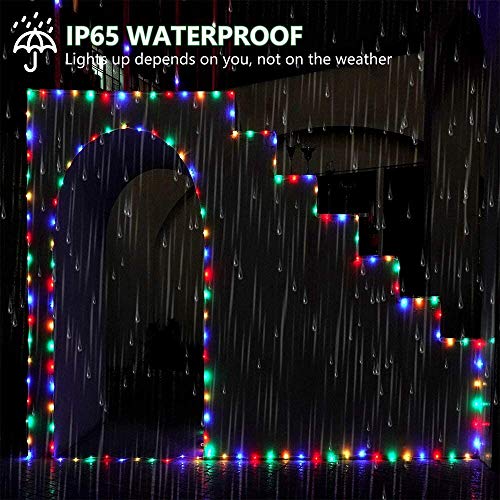 Solar Rope Lights 33ft 16 Colors Changing Outdoor 100 LED Remote Twinkle Rope Tube Fairy Lights Rope Tube Lights Christmas Wedding Party Yard Waterproof(Rope Lights Multicolor)