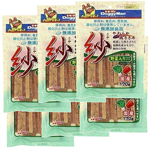 ドギーマン 犬用おやつ 無添加良品 紗 野菜入り チキン 170g ×6個 (まとめ買い)