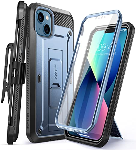 Image of SUPCASE TPU Unicorn Beetle Pro Series Case for iPhone 13, 2021 Release 6.1 inches, Built-in Screen Protector Full-Body Rugged Holster Case (Cerulean)