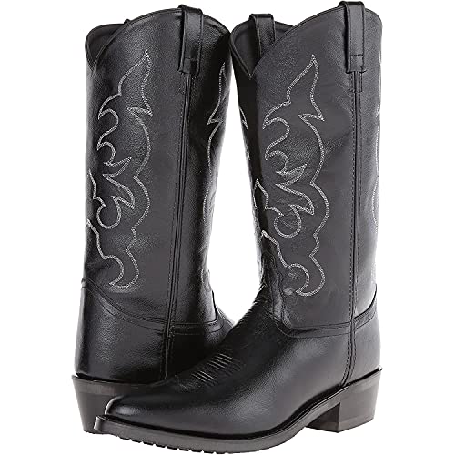Old West Men's Leather Cowboy Work Boots - Black10.5 D(M) US