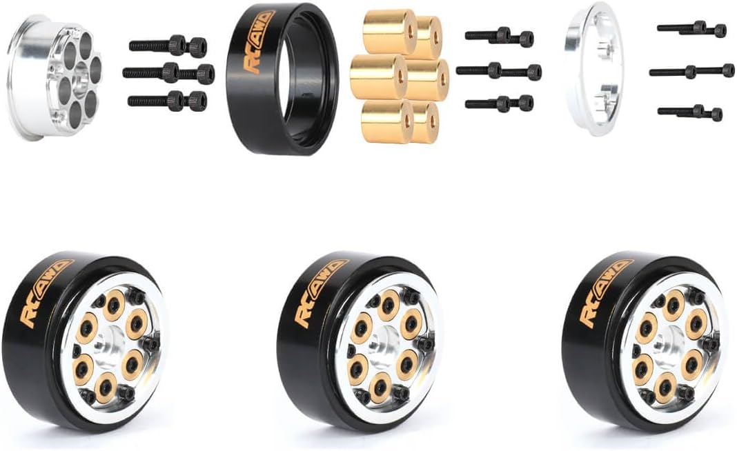 RCAWD Cyberwheelz 1.0 Beadlock SCX24 Rim for Axial 1/24 SCX24 FMS FCX24 1/18 TRX4M Series Upgrades Parts Black