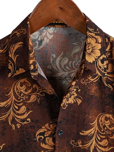 Image of JOTOOK Mens Hawaiian Shirt Short Sleeve Button Down Tropical Shirts Casual Floral Summer Beach Shirt