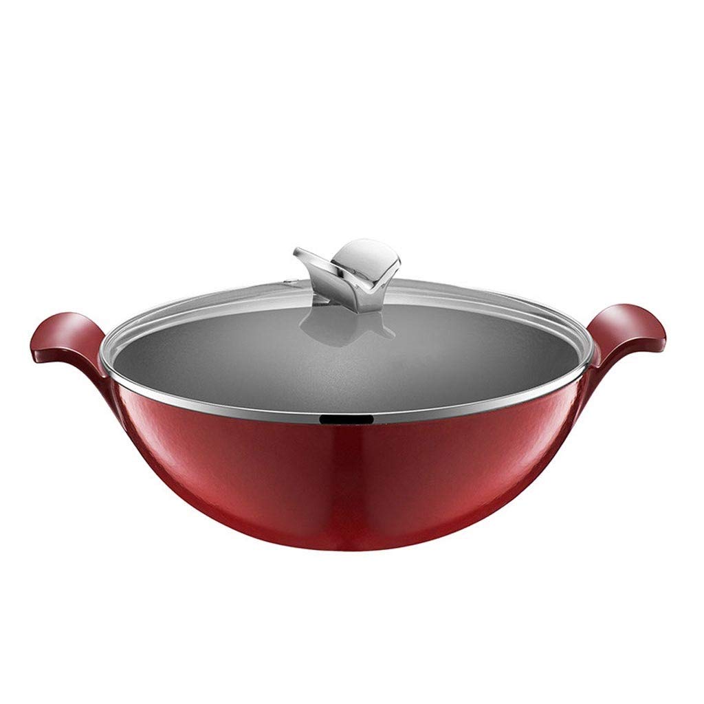 5L Enamel Cast Iron Wok Thickened binaural Wok Stew Cooker Gas Induction General Cast Iron Cooking Pan Kitchen