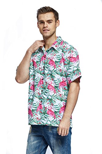 Image of Matchable Family Hawaiian Luau Men Women Girl Boy Clothes in Flamingo in Love