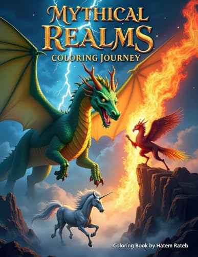 Mythical Realms: Coloring Journey: An Epic Fantasy Coloring Book of Dragons, Phoenixes, Unicorns, and Legendary Creatures