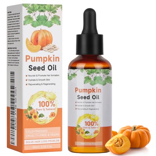 BUTBU Olio di Semi di Zucca per Capelli, 100% Puro Biologico Naturale Essential Oil, L'idratazione e la Riparazione di Capelli Secchi e Danneggiati, Favorisce la Crescita capelli -60ML