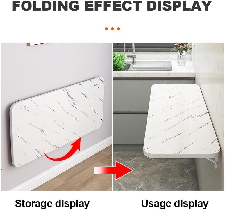 Wall Mounted Folding Table - Space-Saving Fold Down Laundry & Kitchen Countertop Easy to Assemble Perfect for Offices Studies and Restaurants.