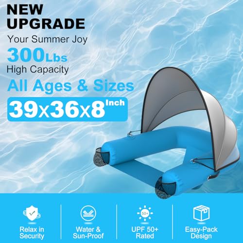 Image of Pool Float with Canopy Adult|UPF50+ Float with Shade|Pool Chair for Lake