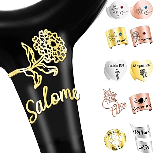 Stethoscope Name Tag Personalized, Custom Stethoscope ID tag Customized Stethoscope Charms with Birth Flower Gift for Nurse Doctor Medical Assistant Vet