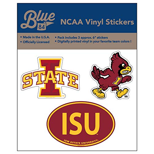 NCAA Iowa State Cyclones 6" Vinyl Sticker 3-Pack, Iowa State Cyclones Cardinal, One Size