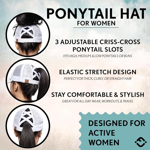 Image of Funky Junque Womens Baseball Cap Dad Hat Ponytail Messy Bun Trucker Ponycap