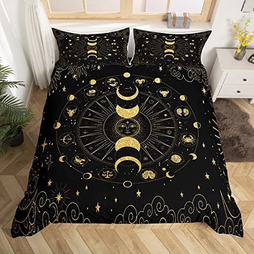 Homemissing Soleil et Lune Sets de Housse de Couette Bohemian Mandala Parure de Lit 240x260cm pour...