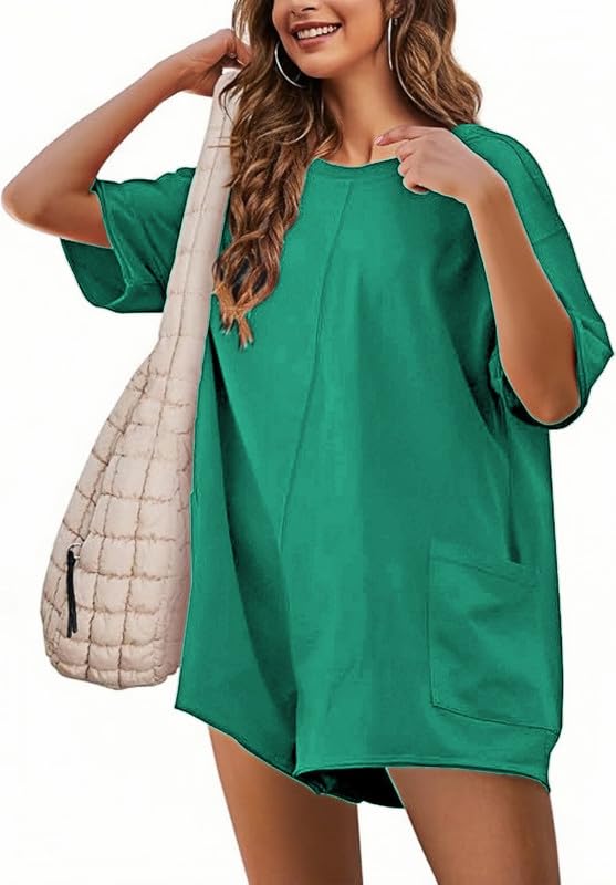 Sukiglam Mono Mujer Verano Manga Corta Monos con Espalda cuello en v Jumpsuit Sexy Peto Suelto Monos Corto de Pierna Ancha de Una Pieza Overoles Casual Vestidos Playa con Bolsillos