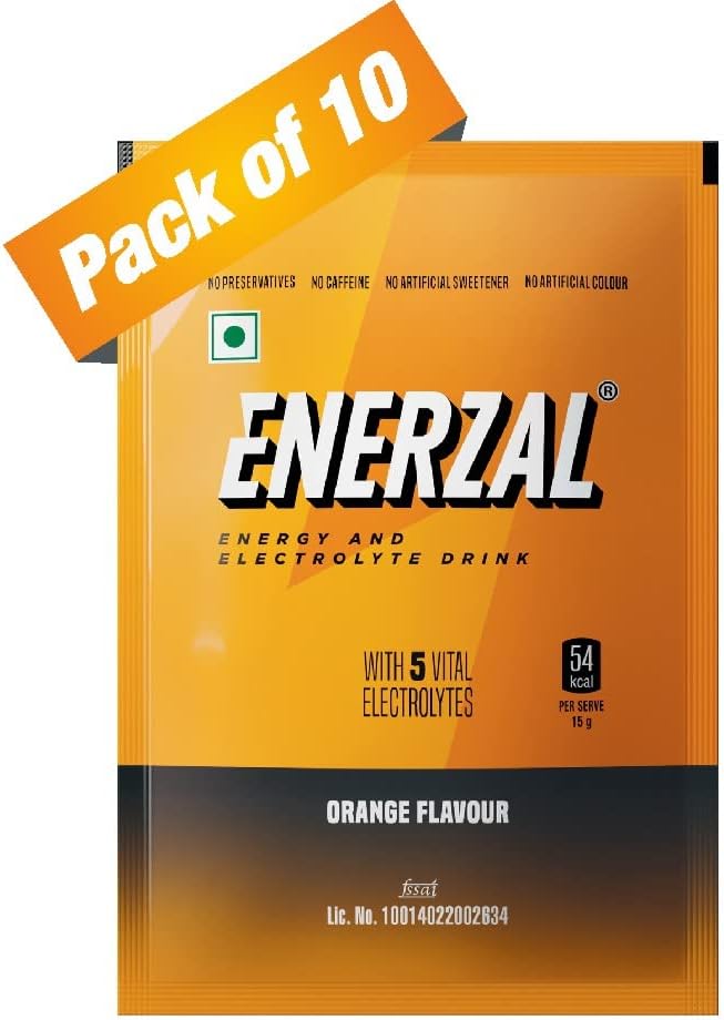 Enerzal Energy Drink Powder Orange Flavour 100 GM (Pack of 10)