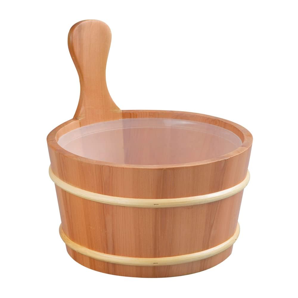 Cubo de sauna y paleta de madera de cedro rojo con protección contra fugas – Cubo de sauna