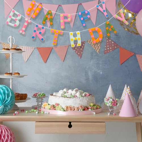 Image of Mindsoft Felt Happy Birthday Garland Rainbow Banner Reusable Happy Birthday Sign Party Supply for Party Decor(Colorful Color,Spot)