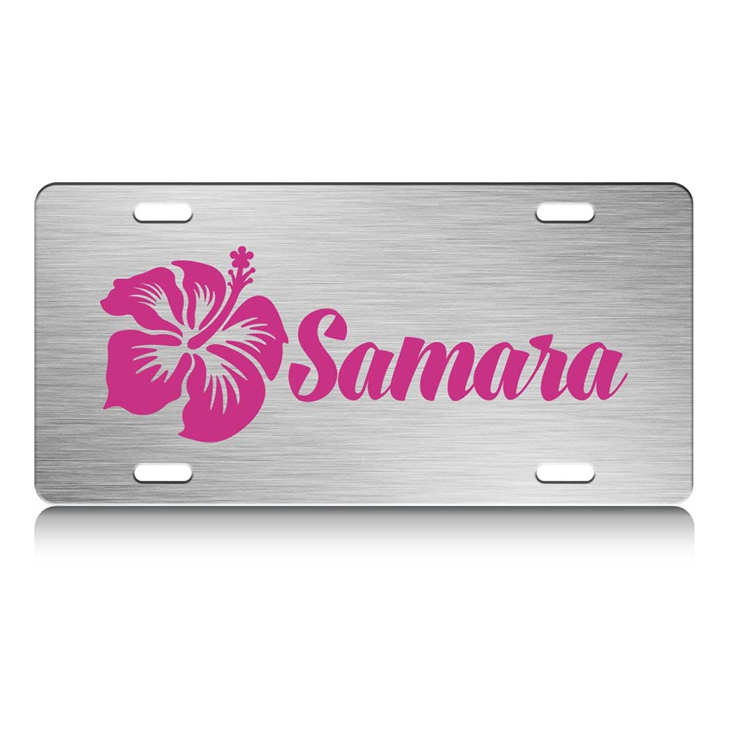 Press Fans - Samara Female Name S.Steel Car SUV Truck License Plate Decorative Tag Chrome-D#m82