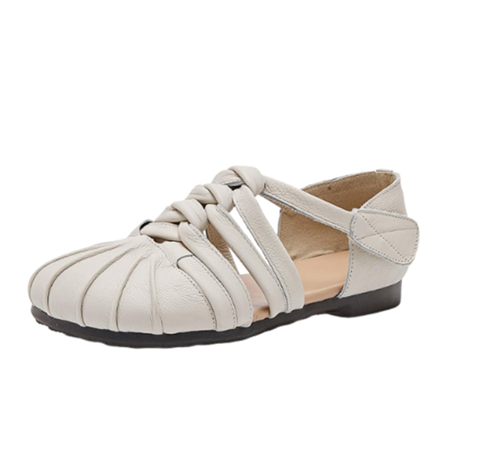 EFLALYHG Sandali romani estivi retrò tessitura Hollow out scarpe piatte da donna | Punta larga ortopedica, romana intrecciata per vacanze al mare e camminare comodamente