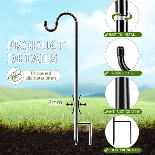 Image of 30 Pcs 24 Inch Shepherds Hook for Outdoor Adjustable Bird Feeder Pole