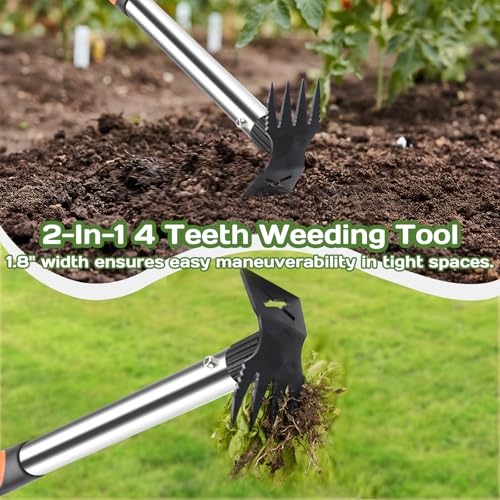 3 Pack Weed Remover Tool Manual Weeders Set, Hand Held Weed Puller Crack Weeder Tool Moss Scraper Combo with 16" Handle, Heavy Duty Weeding Tool for Block Paving Sidewalk Patio Garden Flower Bed — view 3