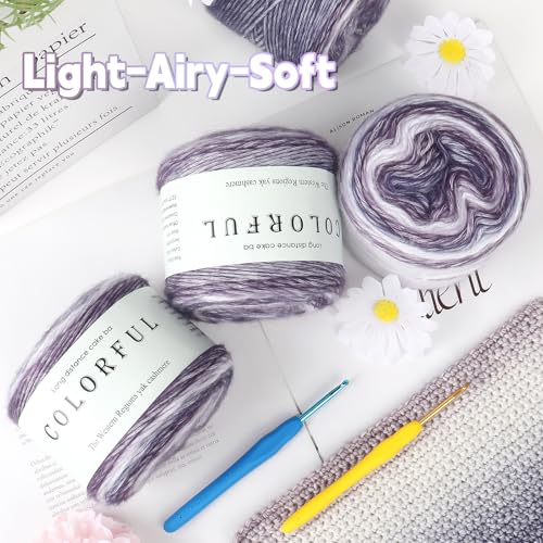 Image of Katech Gradient Cake Yarn for Crocheting Knitting-Multicolor Soft Rainbow Cotton Crochet Yarn-Perfect for Scarves, Shawls, Blankets, and Garments That Stand Out with Style(D)