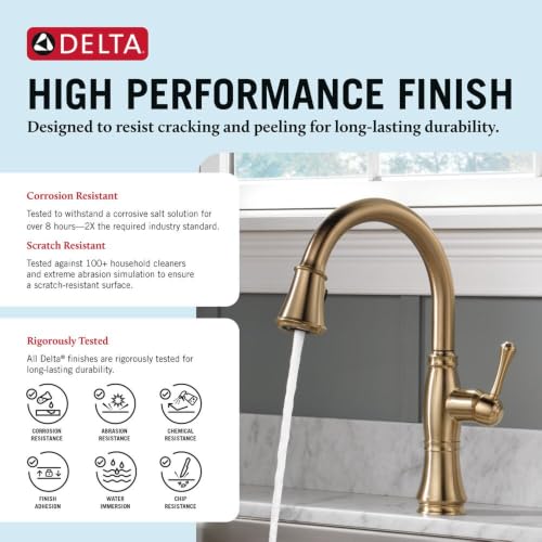 Delta Faucet Cassidy Gold Kitchen Faucet, Kitchen Faucets with Pull Down Sprayer, Kitchen Sink Faucet, Gold Faucet for Kitchen Sink with Magnetic Docking, Lumicoat Champagne Bronze 9197-CZ-PR-DST - image 3