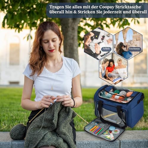 Coopay Garntasche – Aufbewahrungstasche für Strick- und Häkelzubehör, Oxford-Gewebe, ca. 38x28x25 cm – Bild 7