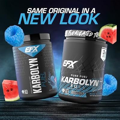 EFX Sports Karbolyn Fuel | Fast-Absorbing Carbohydrate Powder | Carb Load, Sustained Energy, Quick Recovery | Stimulant Free | 18 Servings (Blue Razz Watermelon)