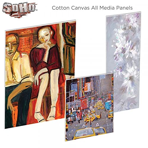 Soho Artist Canvas Panels Bulk Pack (24) Professional Quality Painting Art Boards - All Media Cotton Canvas, Acid-Free Double Primed -3 Each: 3X5 4X4 5X7 6X6 6X12 8X10 9X12 11X14-24 Multi-Pack [#1] #TOP2