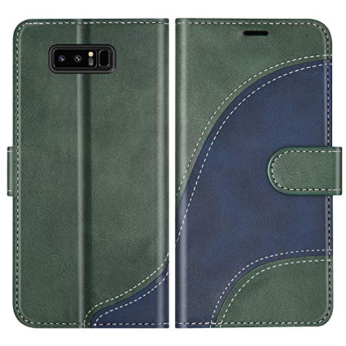 BoxTii Coque pour Galaxy Note 8, Portefeuille Etui en Cuir PU, Magnétique Protection Housse Coque pour Samsung Galaxy Note 8, Vert
