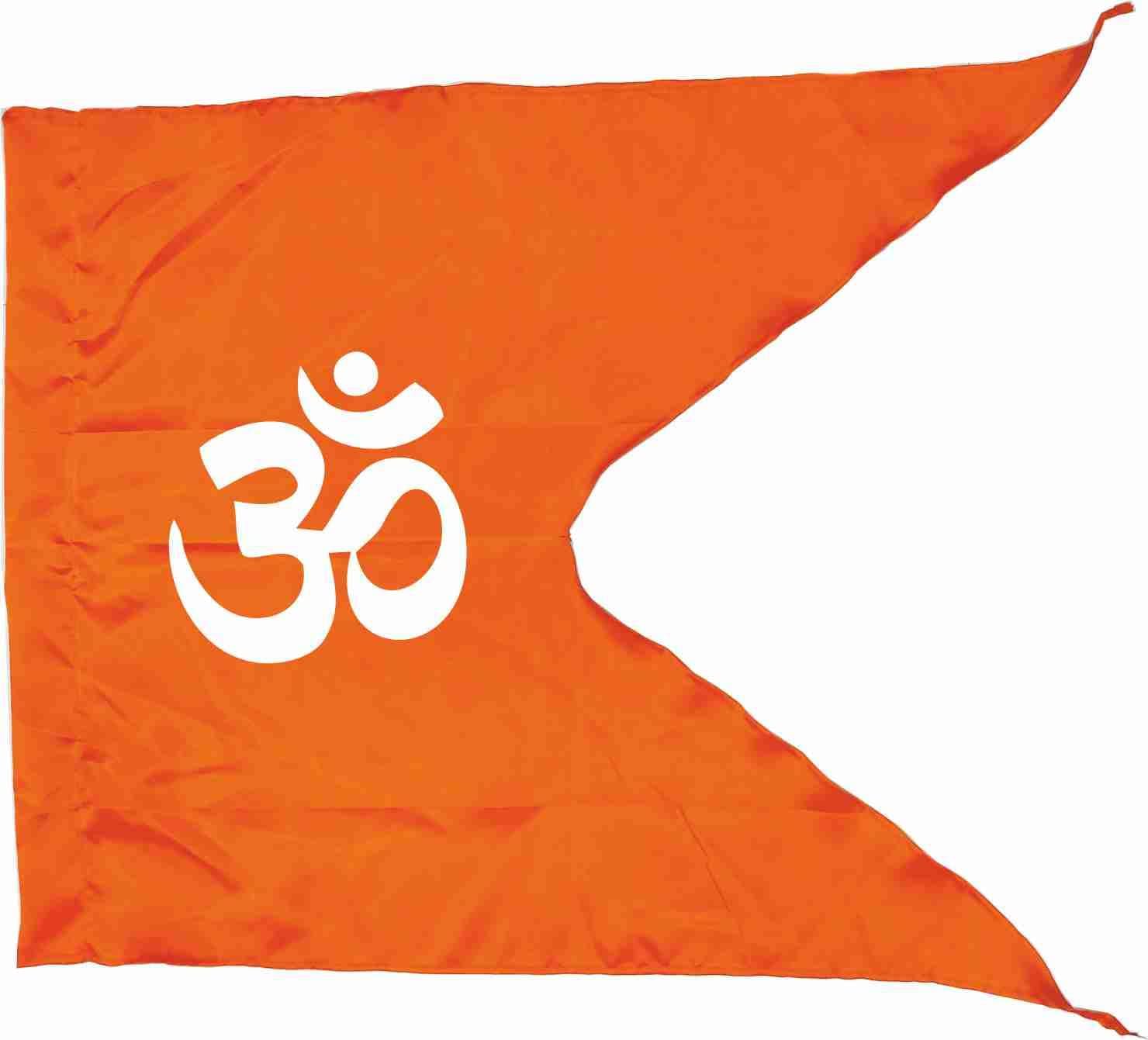La Jarden Large Flag of Bold OM White [40x31 inches] Printed on Silky Satin Fabric in Saffron, Orange Color for Yoga, Meditation, Aum Flag, Bhagwa, Flag, dhwaj for Temple, House & Religious Purpose
