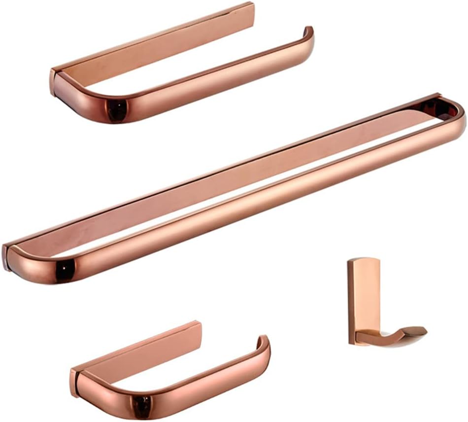 Bathroom Accessory Set (Towel Bar, Towel Rack, Toilet Paper Holder, Towel Hook), Wall Mounted Towel Rack Bathroom Hardware Accessory Set,Rose Gold