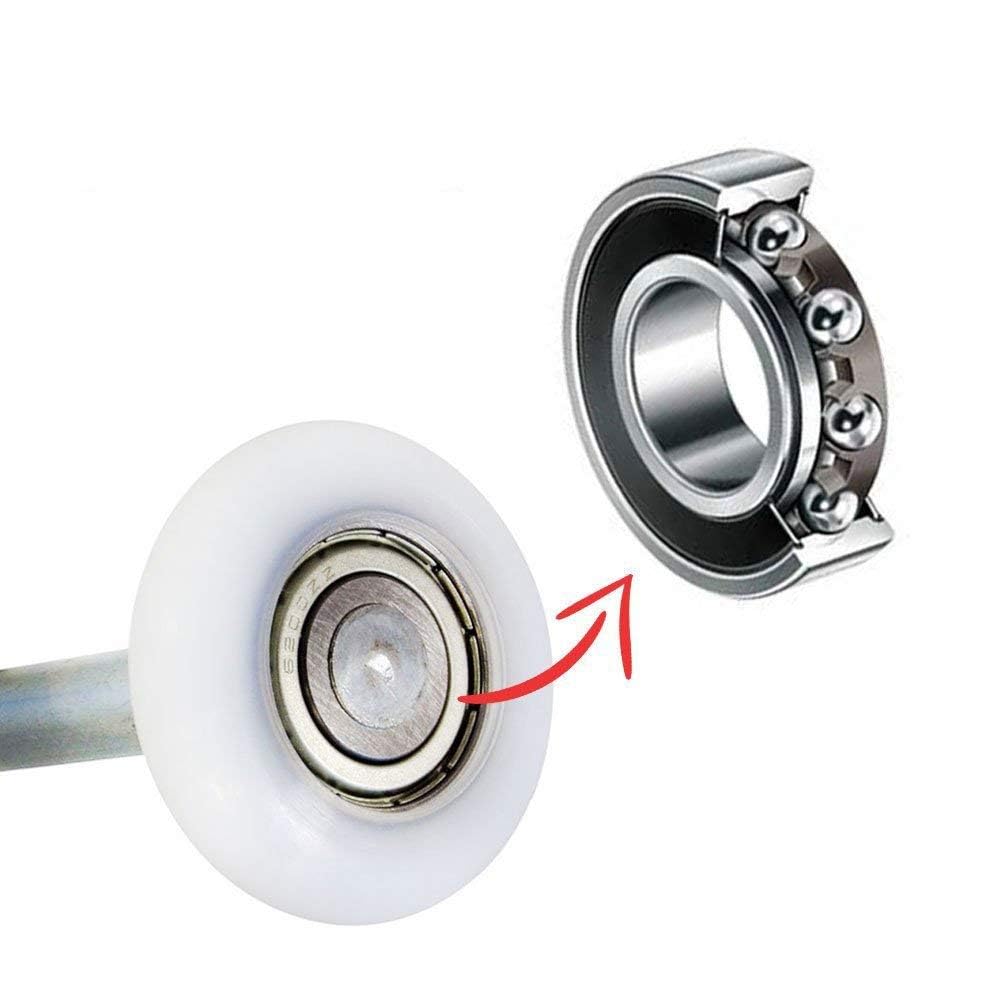 Durable & Quite 2" Sealed 6200ZZ Bearing Nylon Garage Door Rollers Wheel with 11 Ball - 4" Stem, 12 Packs - Image 3