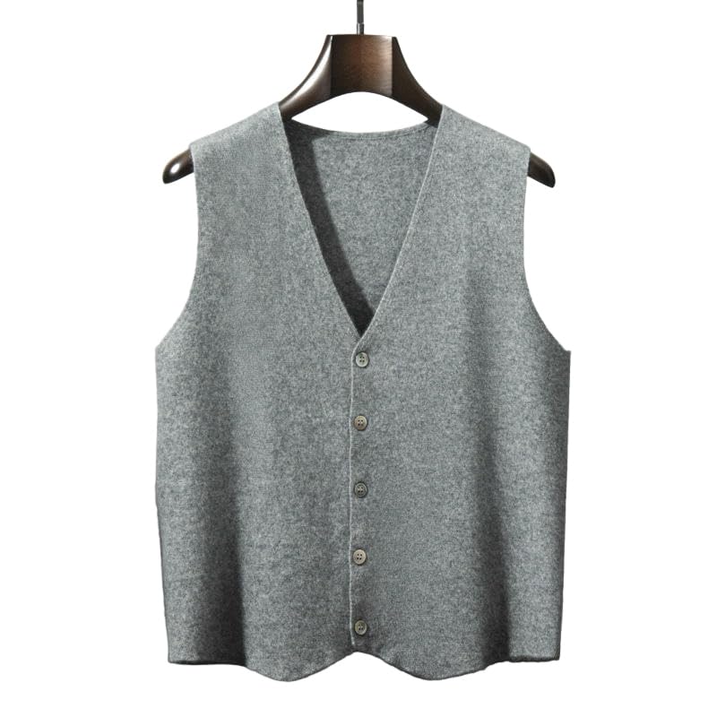 Chaleco de punto para hombre estilo coreano con cuello en V sin mangas y botones 4