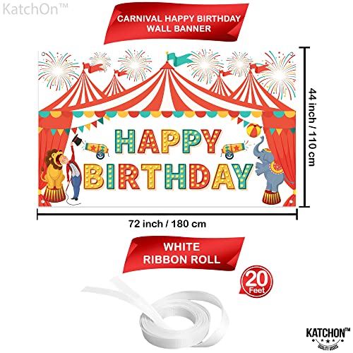 Image of KatchOn, XtraLarge Carnival Happy Birthday Banner - 72x44 Inch | Carnival Theme Party Decorations | Circus Birthday Party Decorations, Circus Theme Wall Banner for Outdoor Decoration