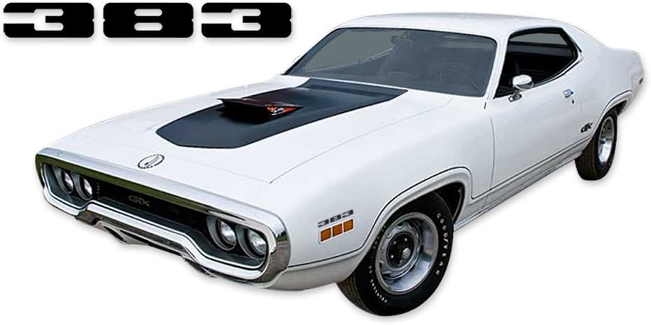 1971 Plymouth GTX 383 Air Grabber Complete Decals & Pinstripes Kit - Black